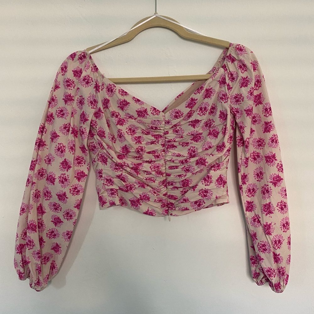 Zara Pink and Cream off the shoulder top